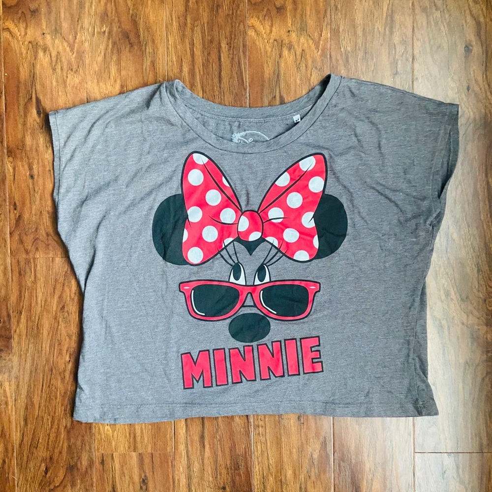 Gray Minnie Mouse slouchy crop top